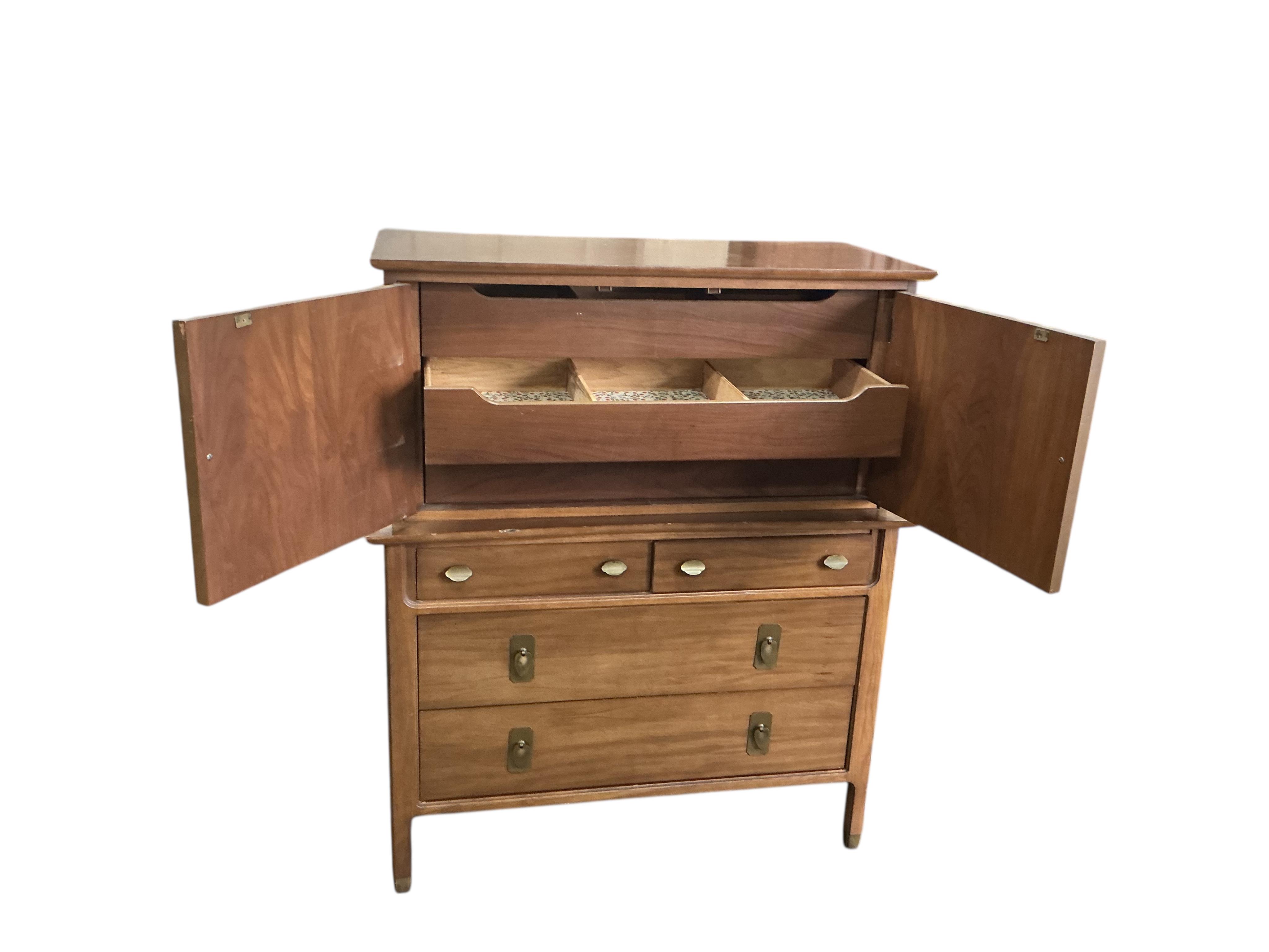 A mid century teak press cupboard, width 106cm, depth 49cm, height 128cm